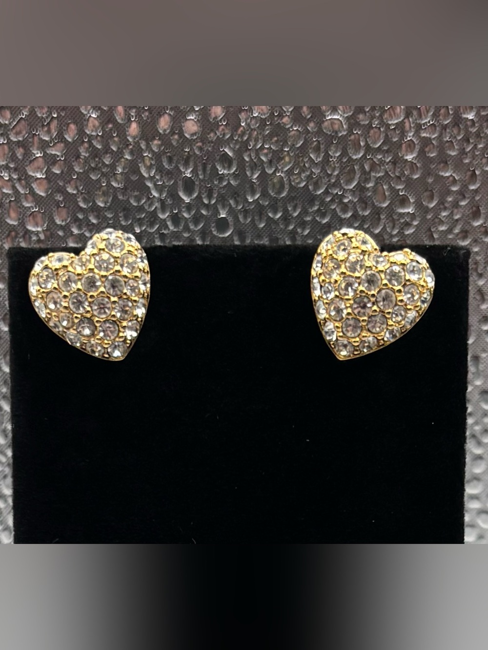Swarovski Gold Heart Crystal Pavé Stud Earrings